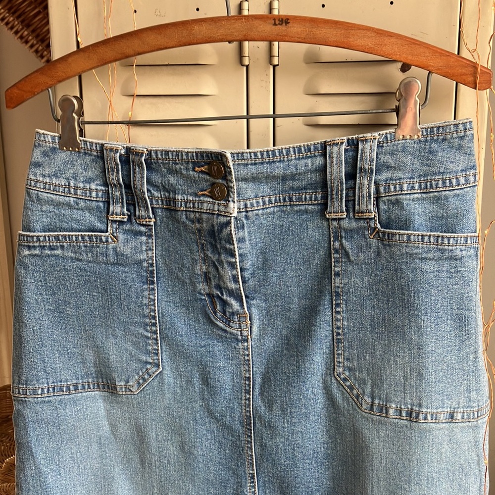 Front Slit Denim Skirt - Picture 4 of 6